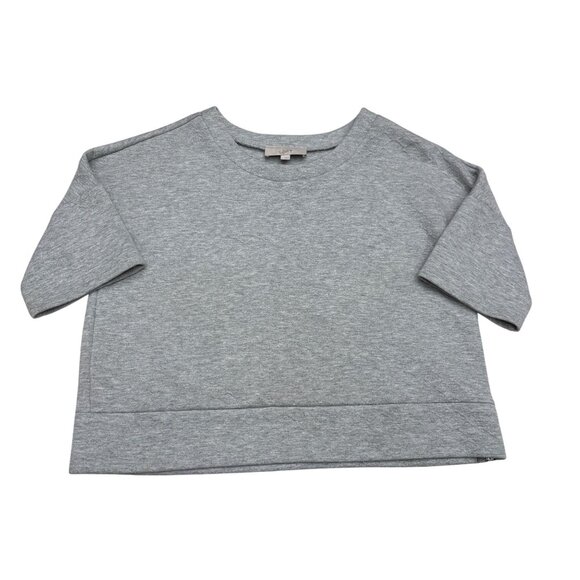 Loft Women's Crew Neck SS Cozy Comfy Sweatshirt Top One Side Zip, Size L - Picture 1 of 7